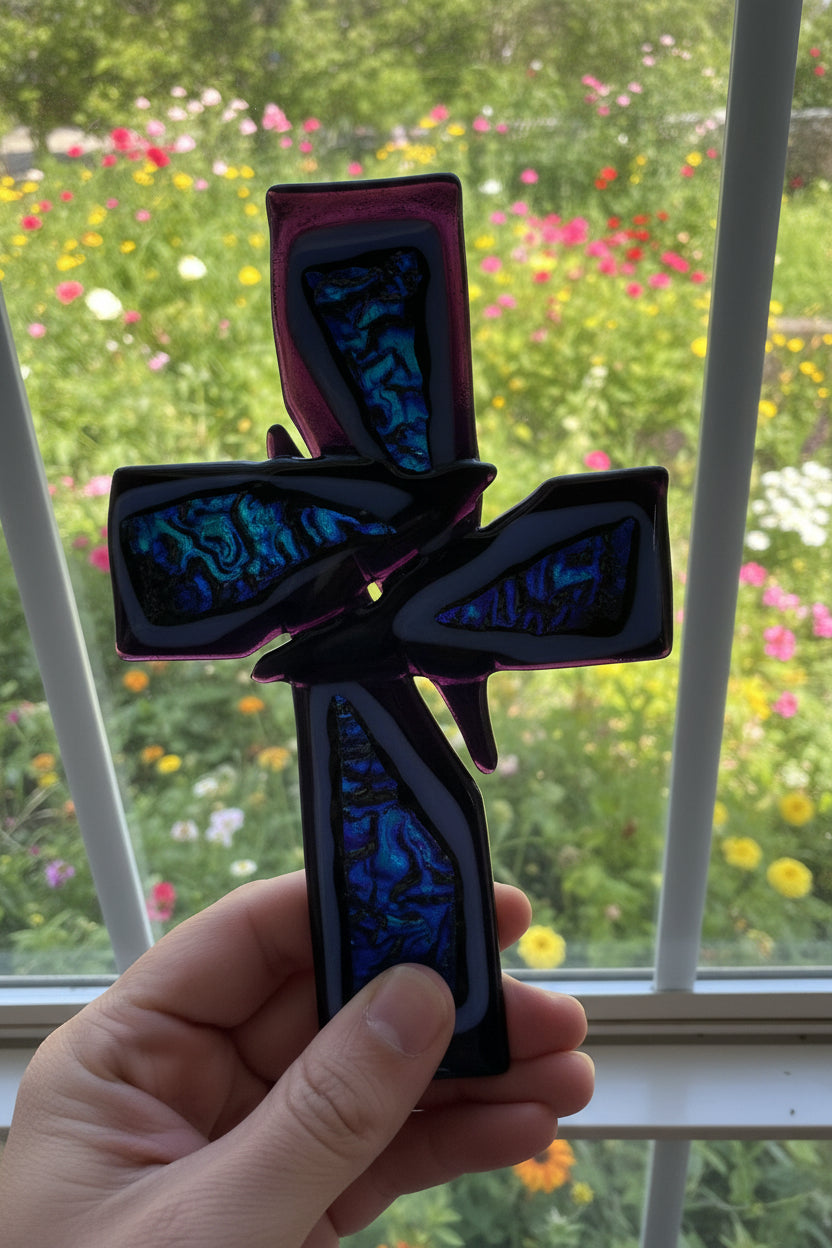 Non-Traditional Fused Glass Cross