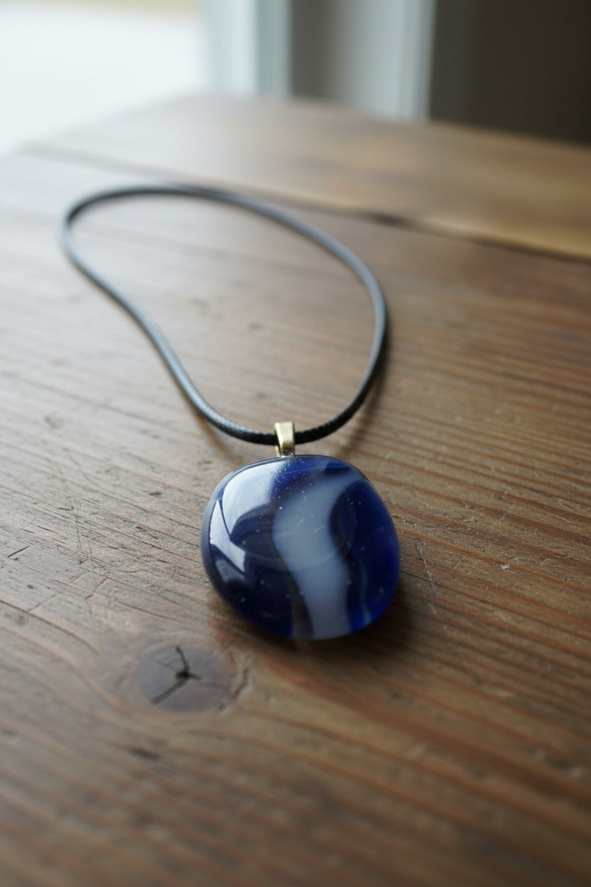 Blue Fused Glass Pendant