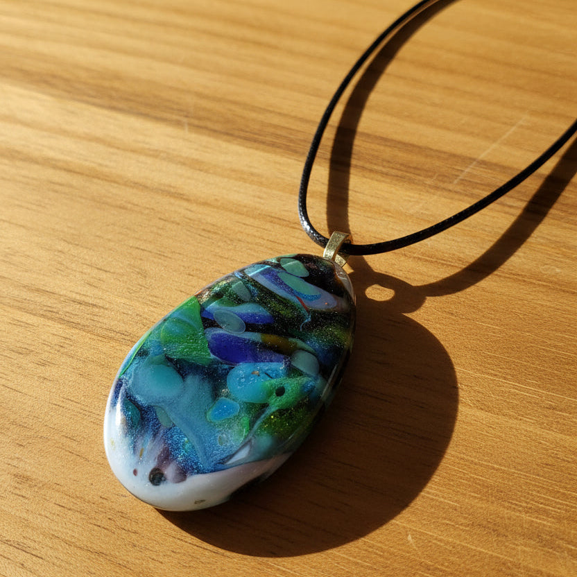 Ocean Depths Fused Glass Pendant