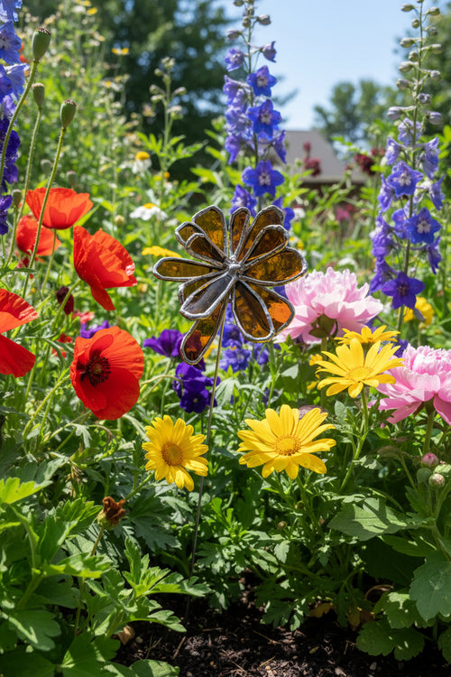 Broken Bottle Flower Garden Stake