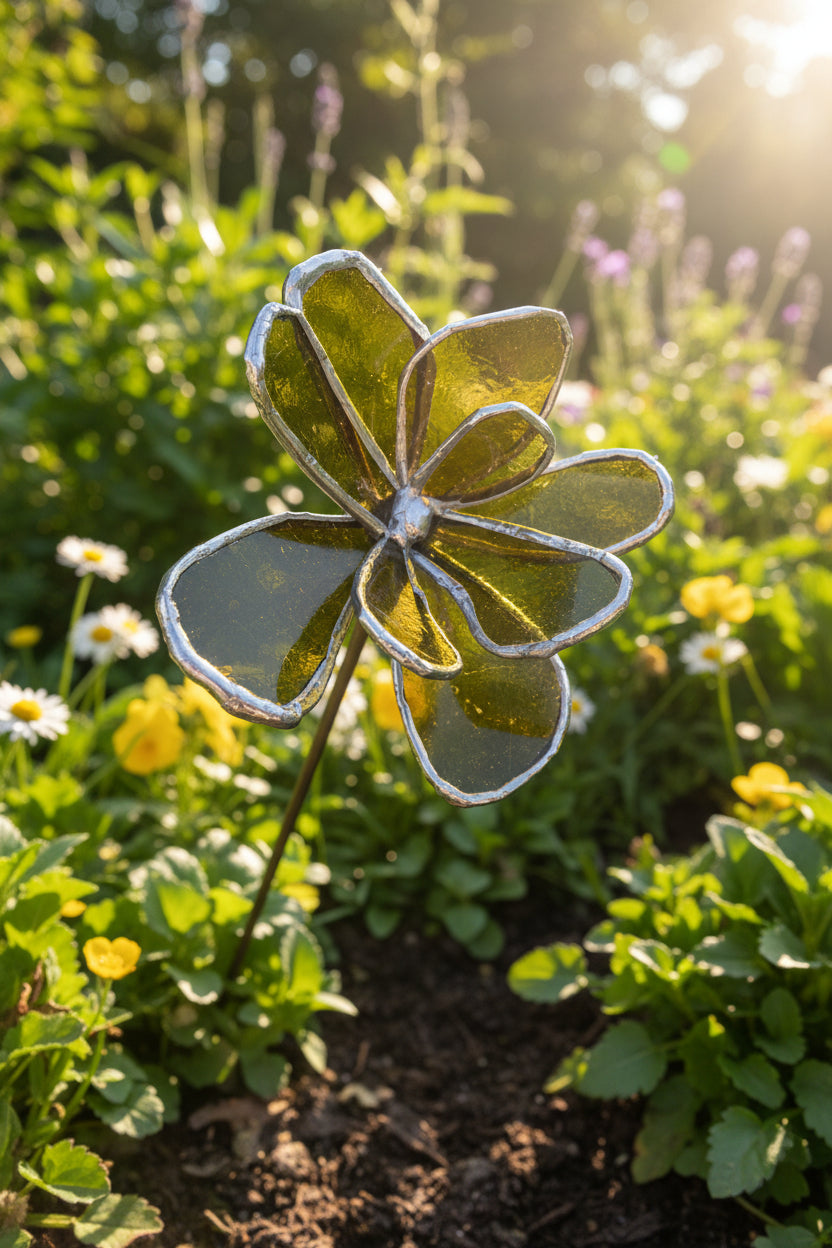Broken Bottle Flower Garden Stake