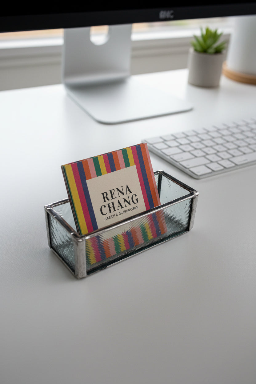 Iridescent Stained Glass Business Card Holder