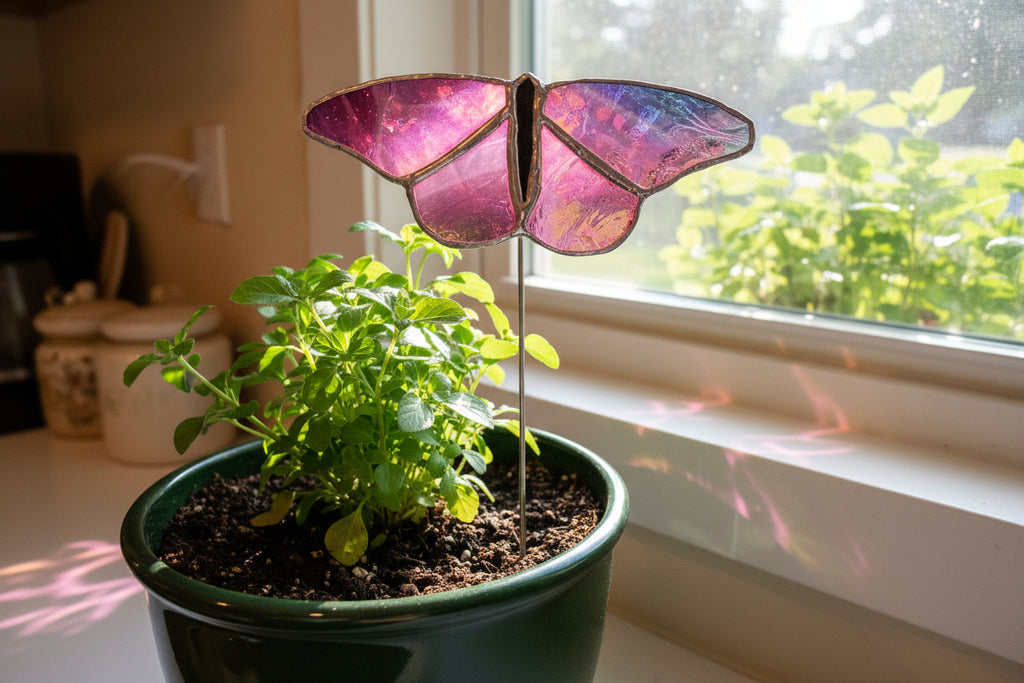 Stained Glass Butterfly Plant Stake