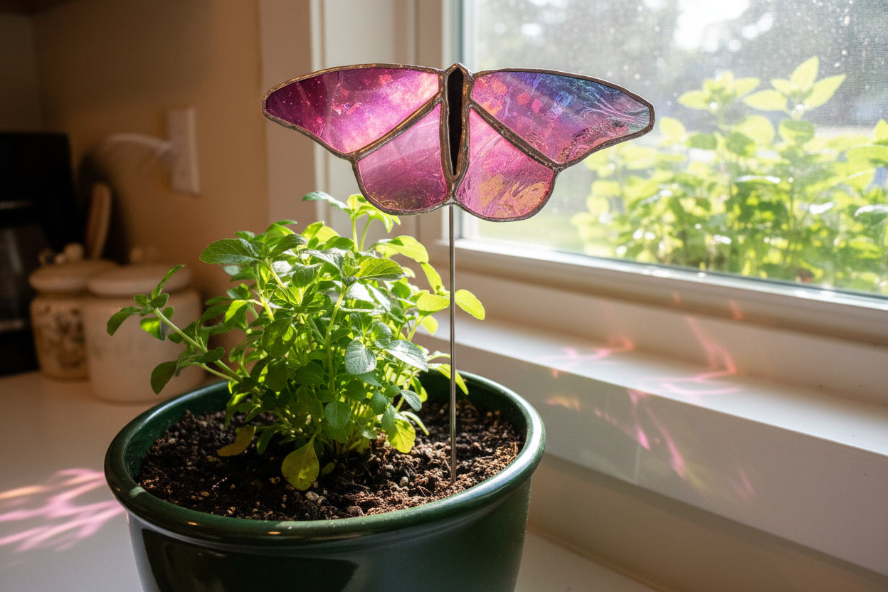 Stained Glass Butterfly Plant Stake