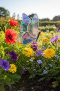 Stained Glass Butterfly Plant Stake – Blue & Lavender Iridescent