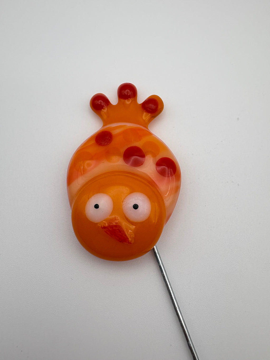 Fused Glass Orange Bird Plant Stake