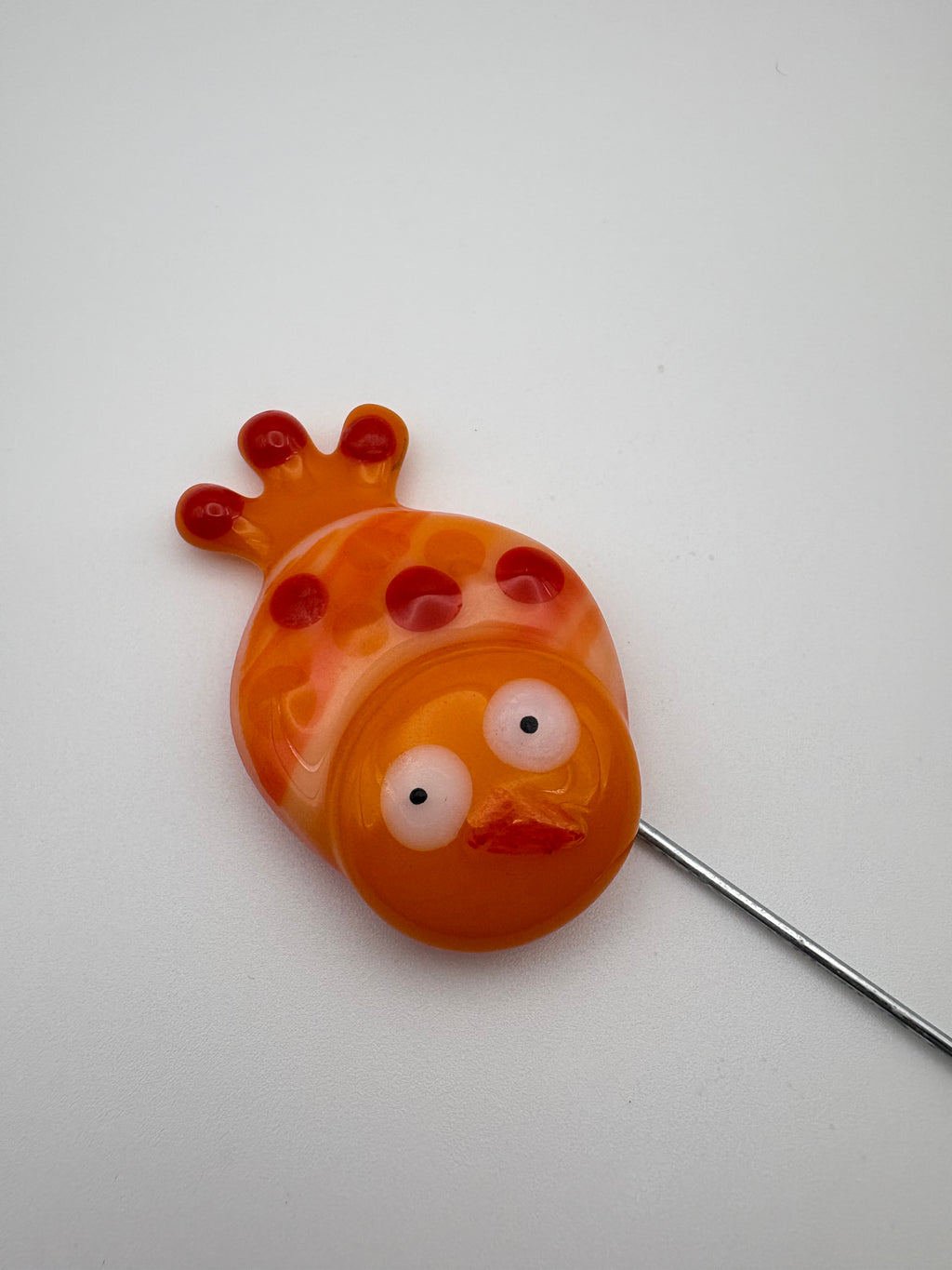 Fused Glass Orange Bird Plant Stake