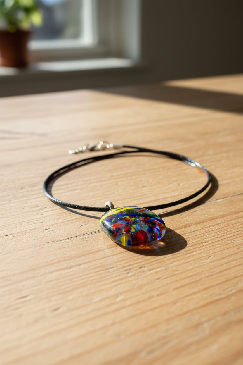 Fused Glass Confetti Pendant Necklace