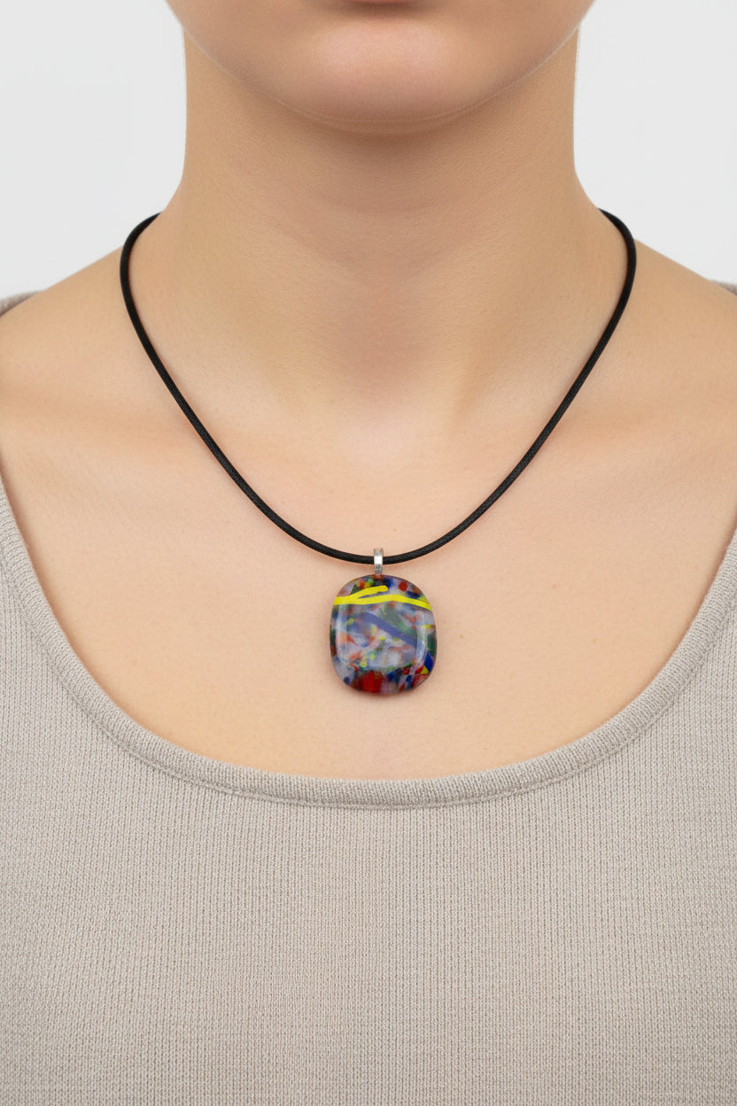 Fused Glass Confetti Pendant Necklace